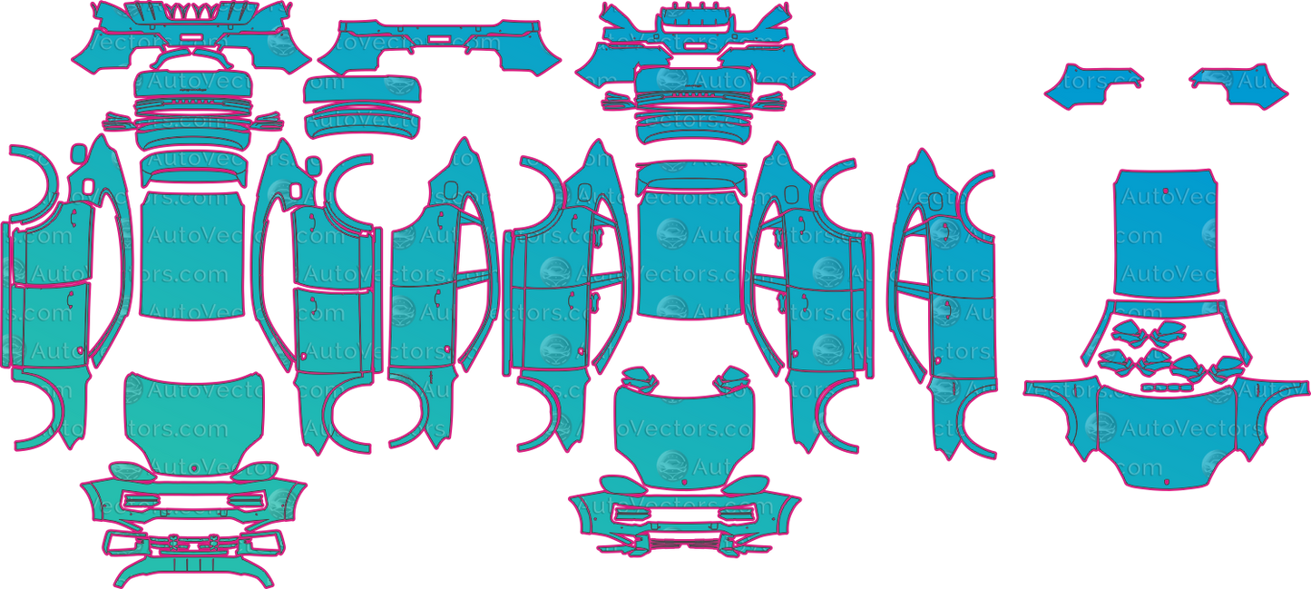 Porsche Cayenne Turbo E-Hybrid 9YB Facelift (From 2023) Coupe Pre-Cut PPF Pattern Templates – pre-cut PPF pattern templates, digital download vector files (CDR, AI, PDF, DXF, SVG)