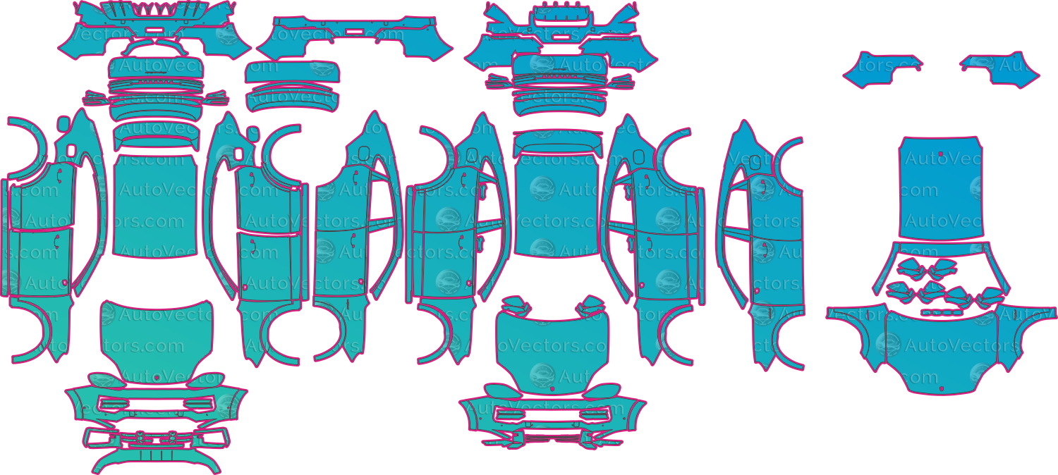 Porsche Cayenne Turbo E-Hybrid 9YB Facelift (From 2023) Coupe Pre-Cut PPF Pattern Templates – pre-cut PPF pattern templates, digital download vector files (CDR, AI, PDF, DXF, SVG)