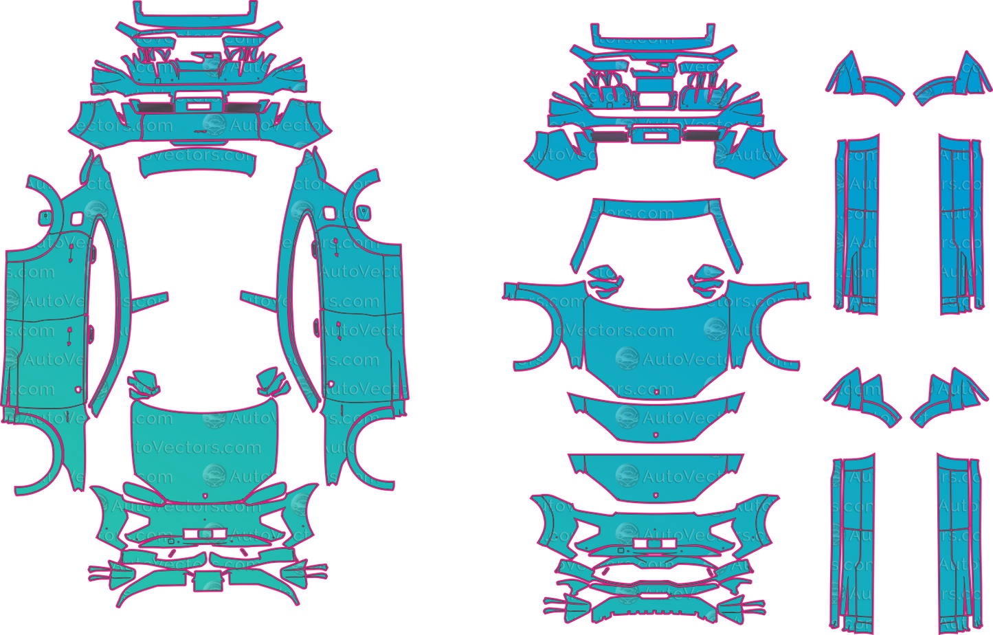 Porsche Cayenne Turbo Electric E4 (From 2026) Coupe Pre-Cut PPF Pattern Templates – pre-cut PPF pattern templates, digital download vector files (CDR, AI, PDF, DXF, SVG)