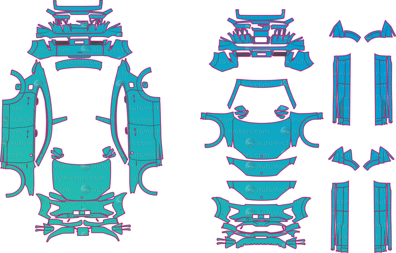 Porsche Cayenne Turbo Electric E4 (From 2026) Coupe Pre-Cut PPF Pattern Templates – pre-cut PPF pattern templates, digital download vector files (CDR, AI, PDF, DXF, SVG)