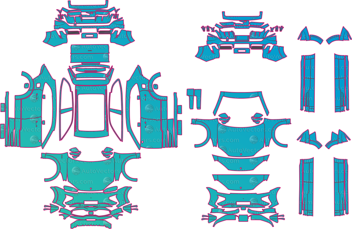 Porsche Cayenne Turbo Electric E4 (From 2026) SUV Pre-Cut PPF Pattern Templates – pre-cut PPF pattern templates, digital download vector files (CDR, AI, PDF, DXF, SVG)