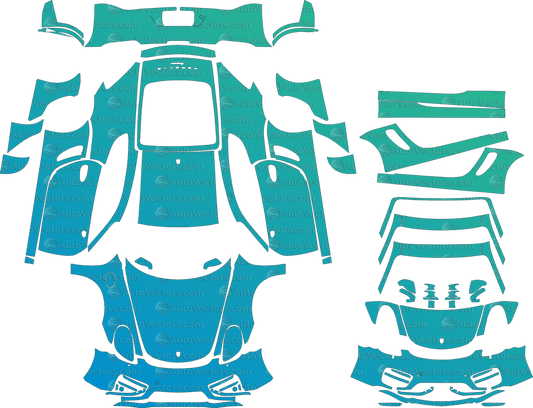 Porsche Cayman Base, S 981 (2013–2016) Coupe pre-cut PPF vector template download