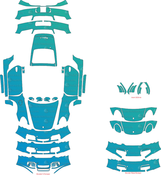 Porsche Cayman Base, S 987.1 (2005–2008) Coupe Pre - cut Pattern Templates pre - cut PPF template digital file download