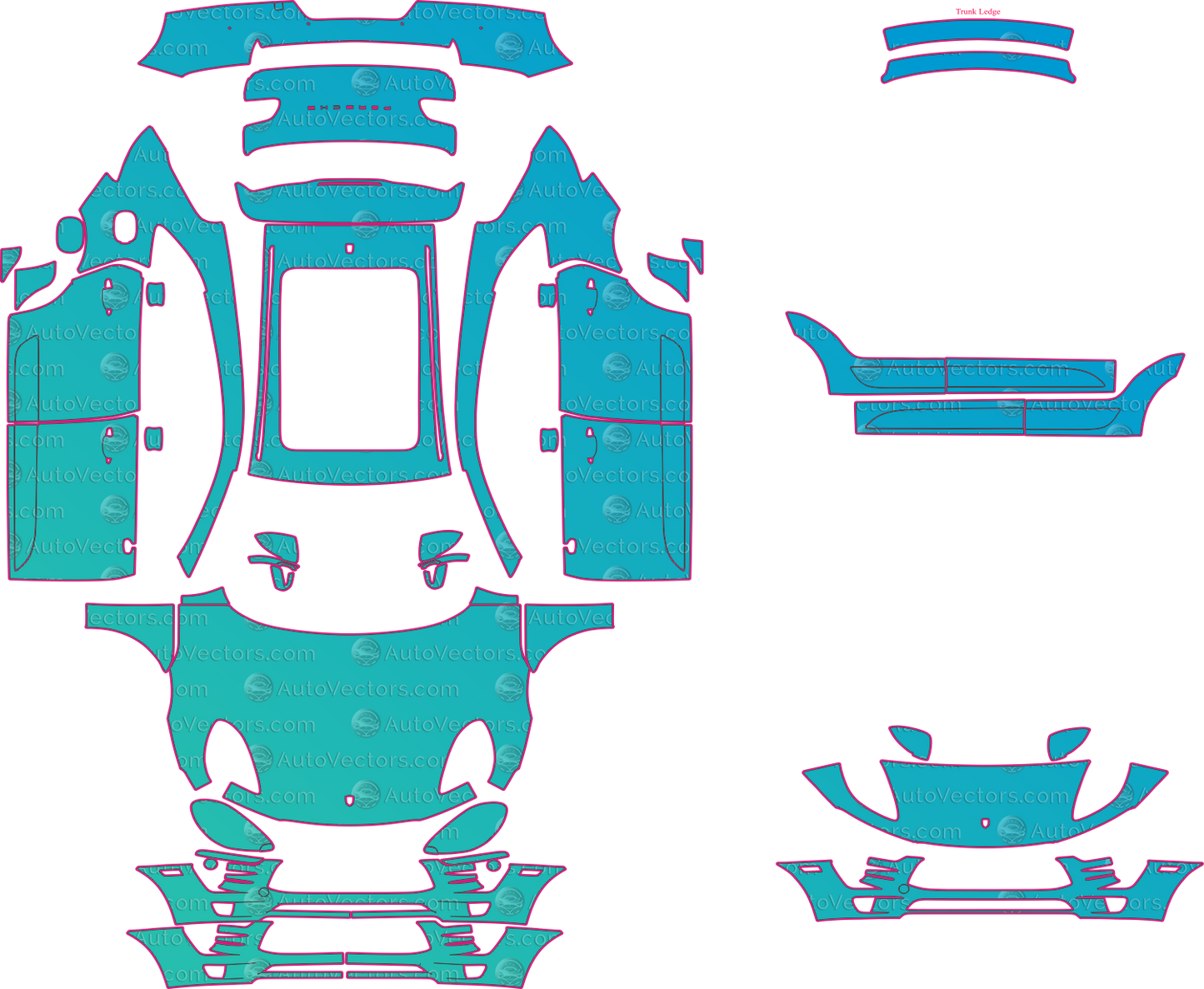 Porsche Macan 95B S (From 2014) SUV Pre-Cut PPF Pattern Templates – pre-cut PPF pattern templates, digital download vector files (CDR, AI, PDF, DXF, SVG)