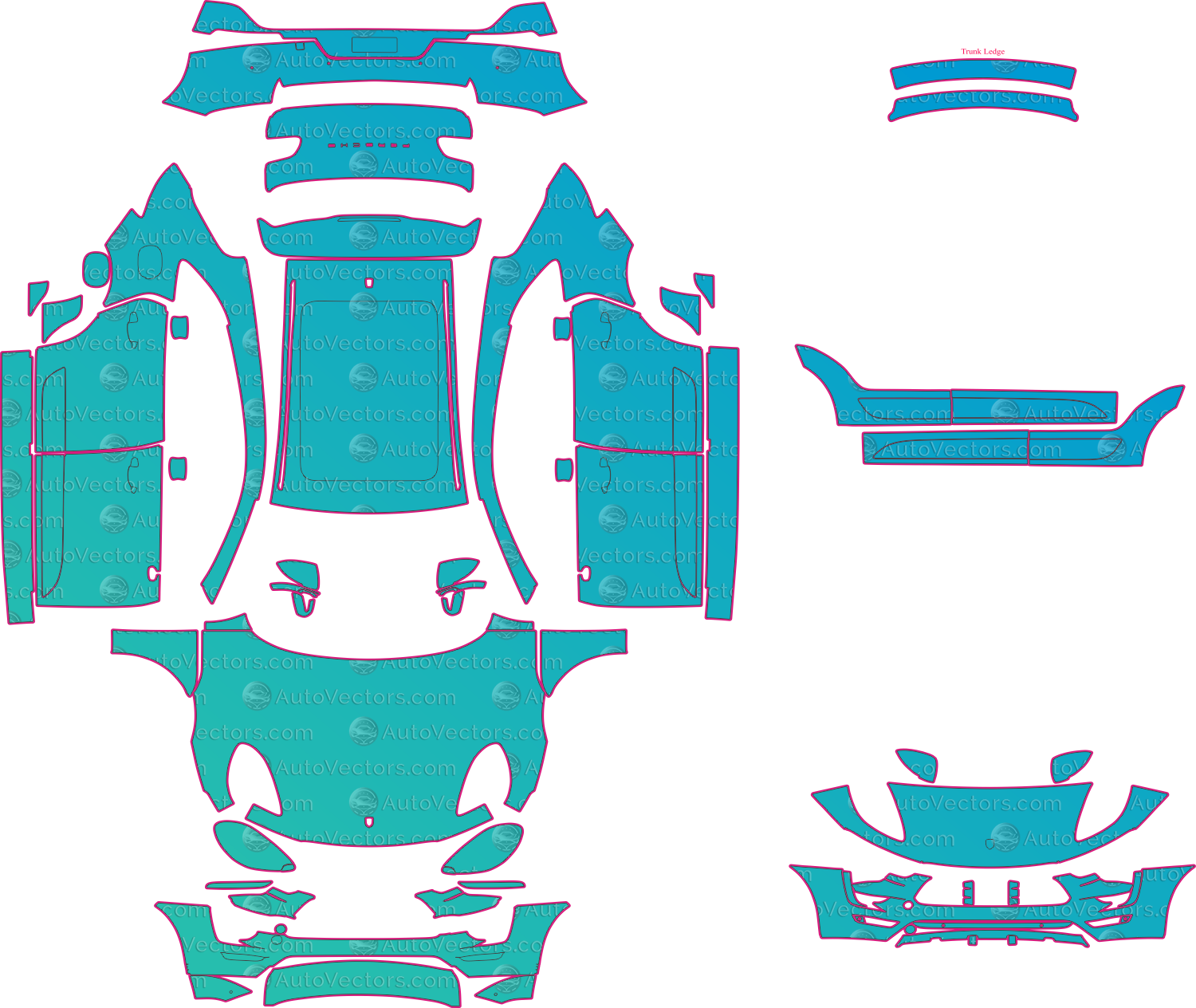 Porsche Macan 95B Sport Design Package (From 2014) SUV Pre-Cut PPF Pattern Templates – pre-cut PPF pattern templates, digital download vector files (CDR, AI, PDF, DXF, SVG)