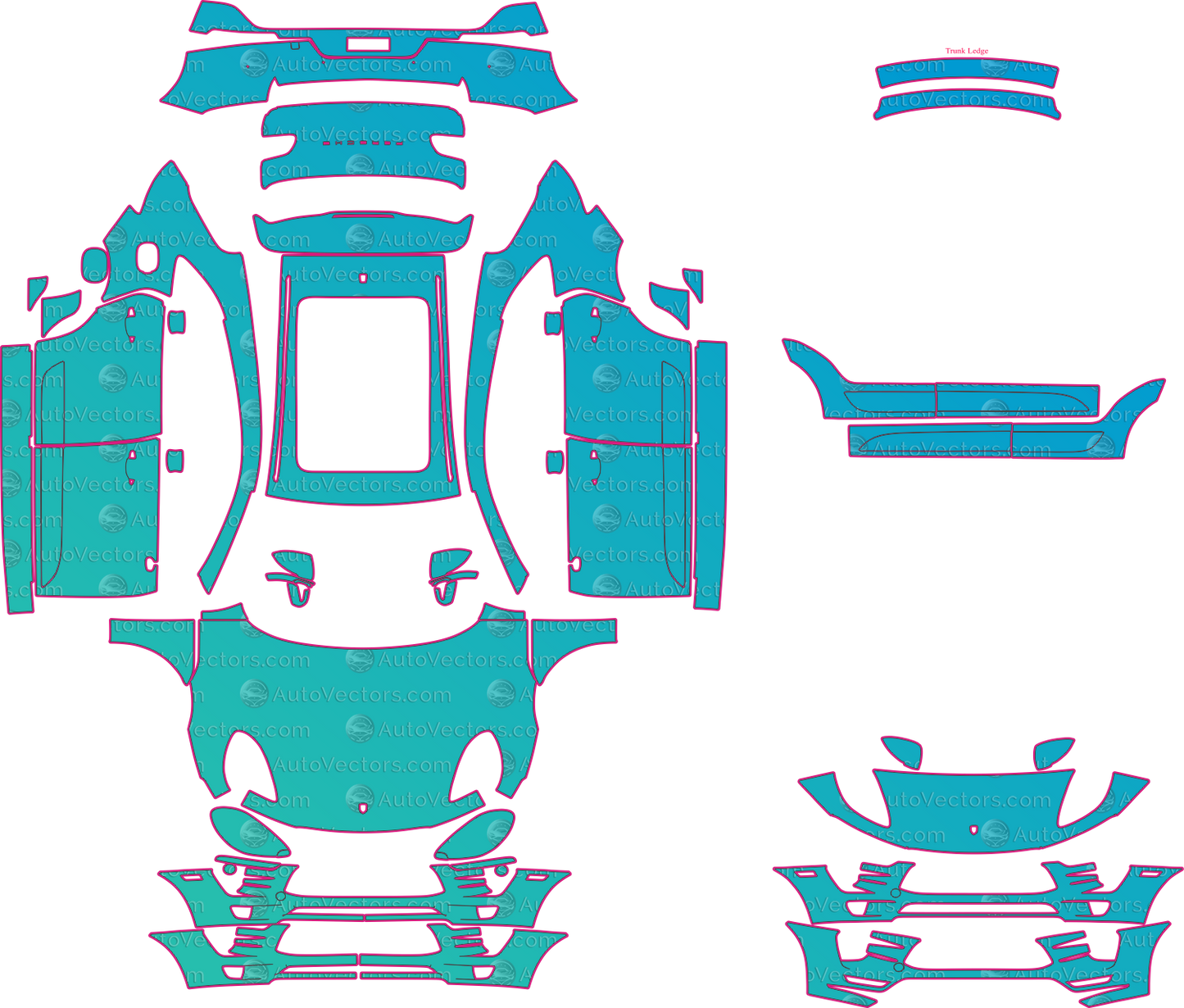 Porsche Macan 95B Turbo (From 2014) SUV Pre-Cut PPF Pattern Templates – pre-cut PPF pattern templates, digital download vector files (CDR, AI, PDF, DXF, SVG)