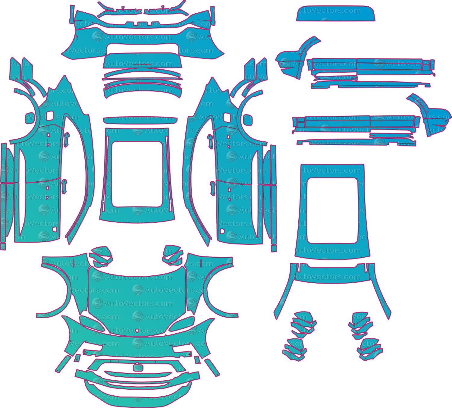 Porsche Macan Electric GTS (From 2026) SUV Pre-Cut PPF Pattern Templates – pre-cut PPF pattern templates, digital download vector files (CDR, AI, PDF, DXF, SVG)