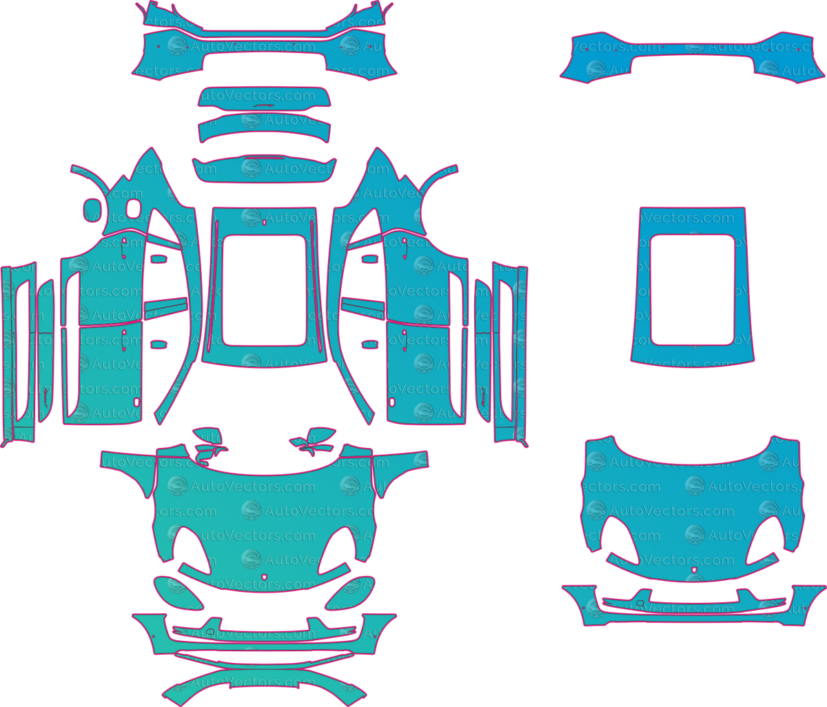Porsche Macan T (From 2023) SUV pre-cut PPF pattern layout