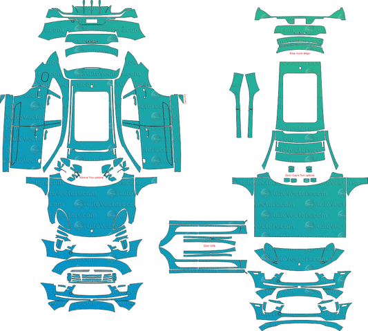 Porsche Macan Turbo, Turbo Sport Design (Facelift) 95B (2019–2021) pre-cut PPF vector template download