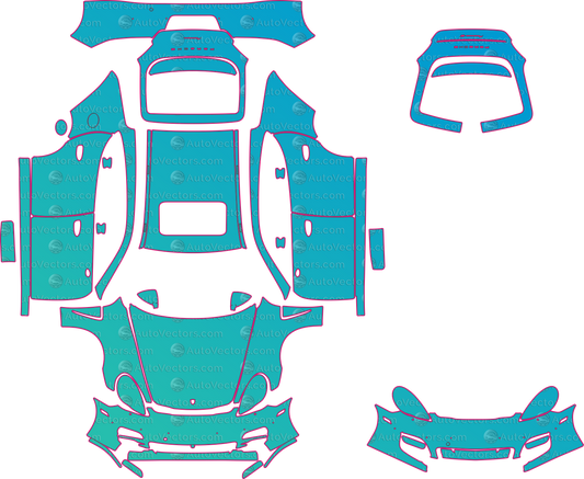Porsche Panamera 4-4S-Base-Hybrid-S (From 2010) Sedan pre-cut PPF pattern layout