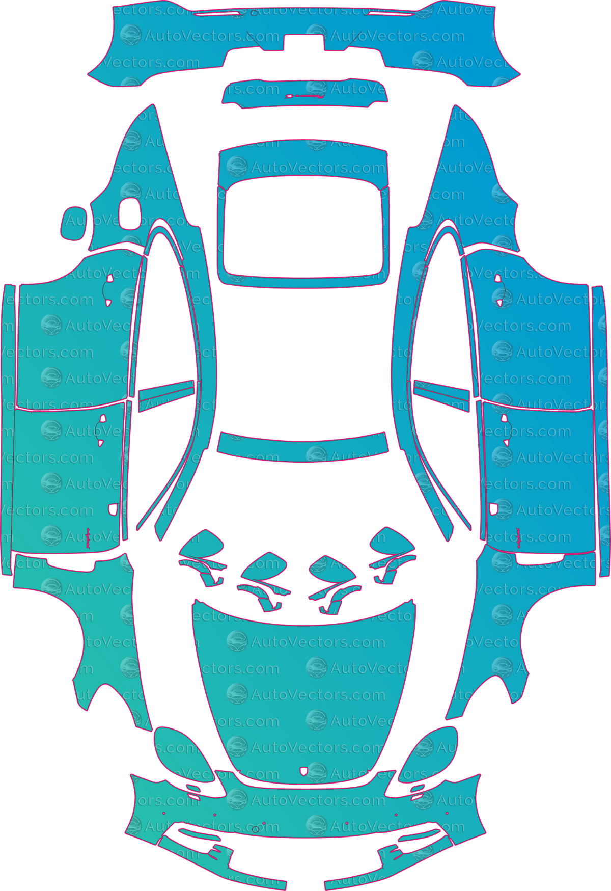 Porsche Panamera 4-4S-E-Hybrid-Base Executive (From 2017) Sedan pre-cut PPF pattern layout
