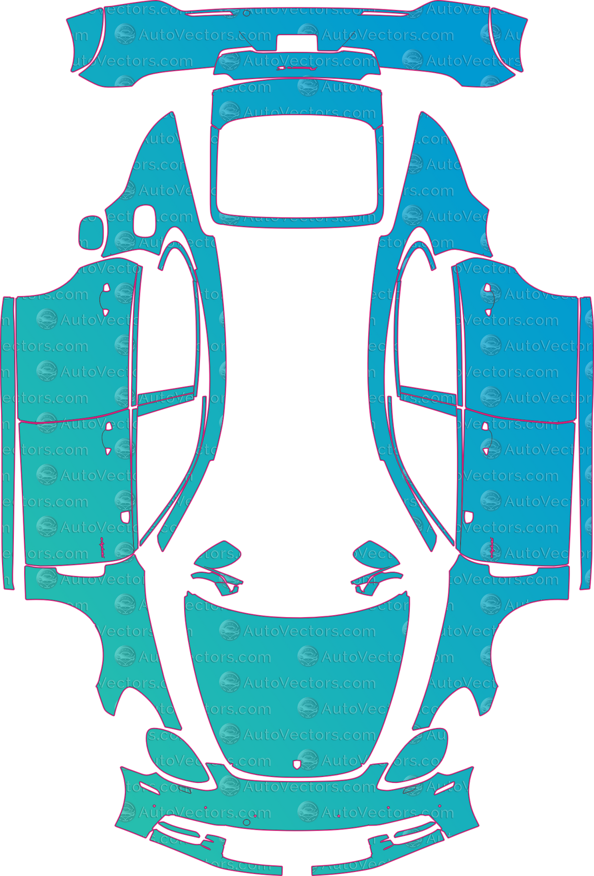 Porsche Panamera 4-Base-4 EHybrid_4S Executive Long Wheel (From 2017) Sedan pre-cut PPF pattern layout