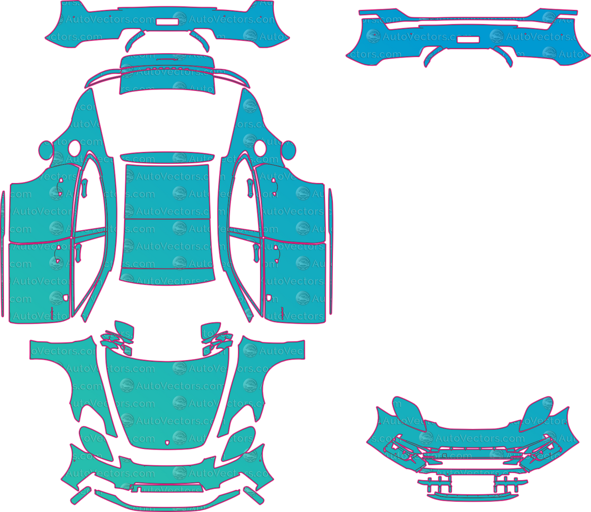 Porsche Panamera 4 E-Hybrid (From 2024) Sedan pre-cut PPF pattern layout