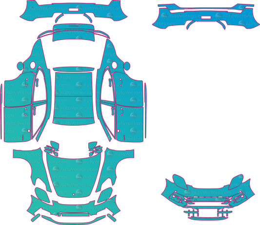 Porsche Panamera 4 E-Hybrid (From 2024) Sedan pre-cut PPF pattern layout