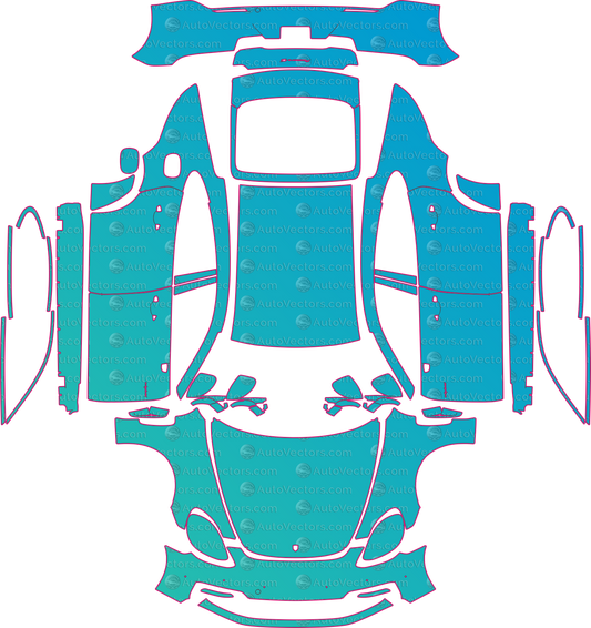 Porsche Panamera 4S-4-4S E-Hybrid-4 E-Hybrid Standard (From 2021) Sedan pre-cut PPF pattern layout