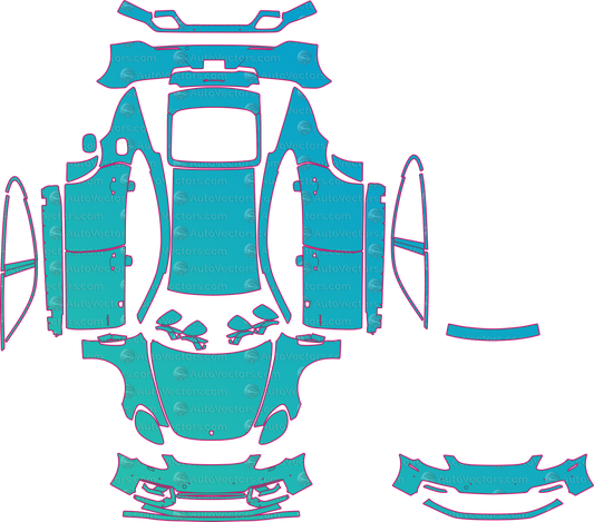 Porsche Panamera 4S-4-4S E-Hybrid Executive (From 2021) Sedan pre-cut PPF pattern layout