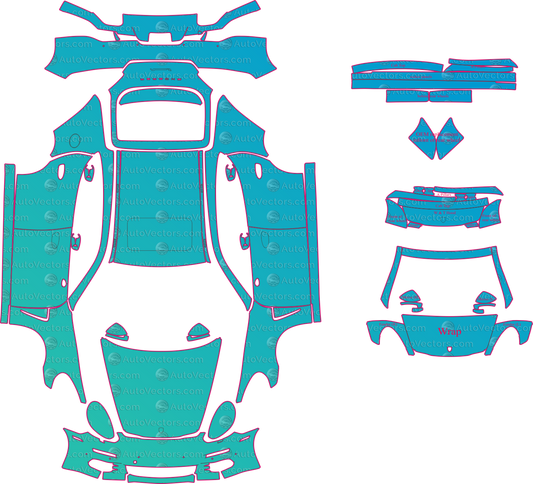 Porsche Panamera 970 Facelift (From 2013) Sedan Pre-Cut PPF Pattern Templates – pre-cut PPF pattern templates, digital download vector files (CDR, AI, PDF, DXF, SVG)