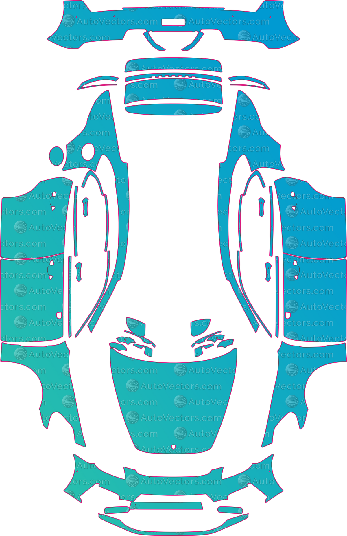 Porsche Panamera Base (From 2024) Sedan pre-cut PPF pattern layout