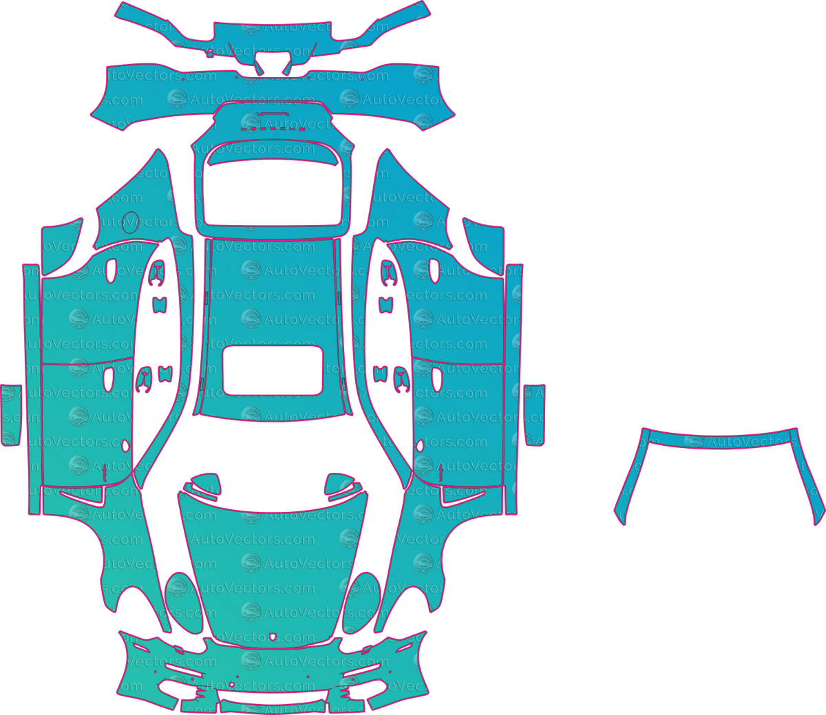 Porsche Panamera E-Hybrid S (From 2014) Sedan pre-cut PPF pattern layout