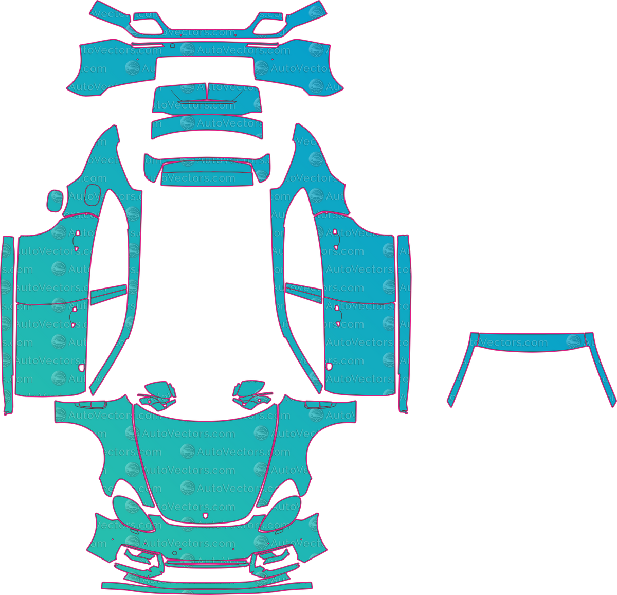Porsche Panamera Sport Turismo GTS (From 2021) Sedan pre-cut PPF pattern layout