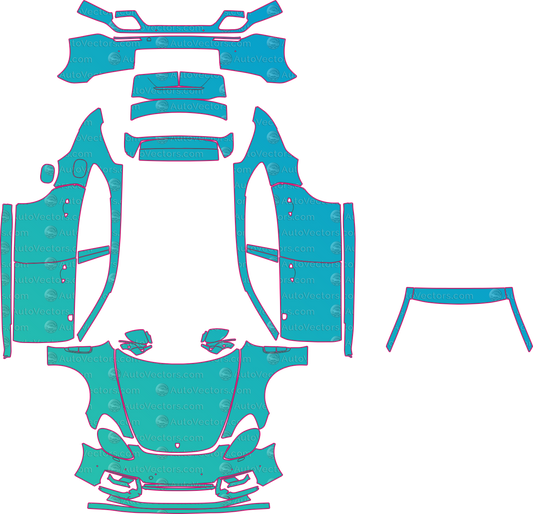 Porsche Panamera Sport Turismo GTS (From 2021) Sedan pre-cut PPF pattern layout