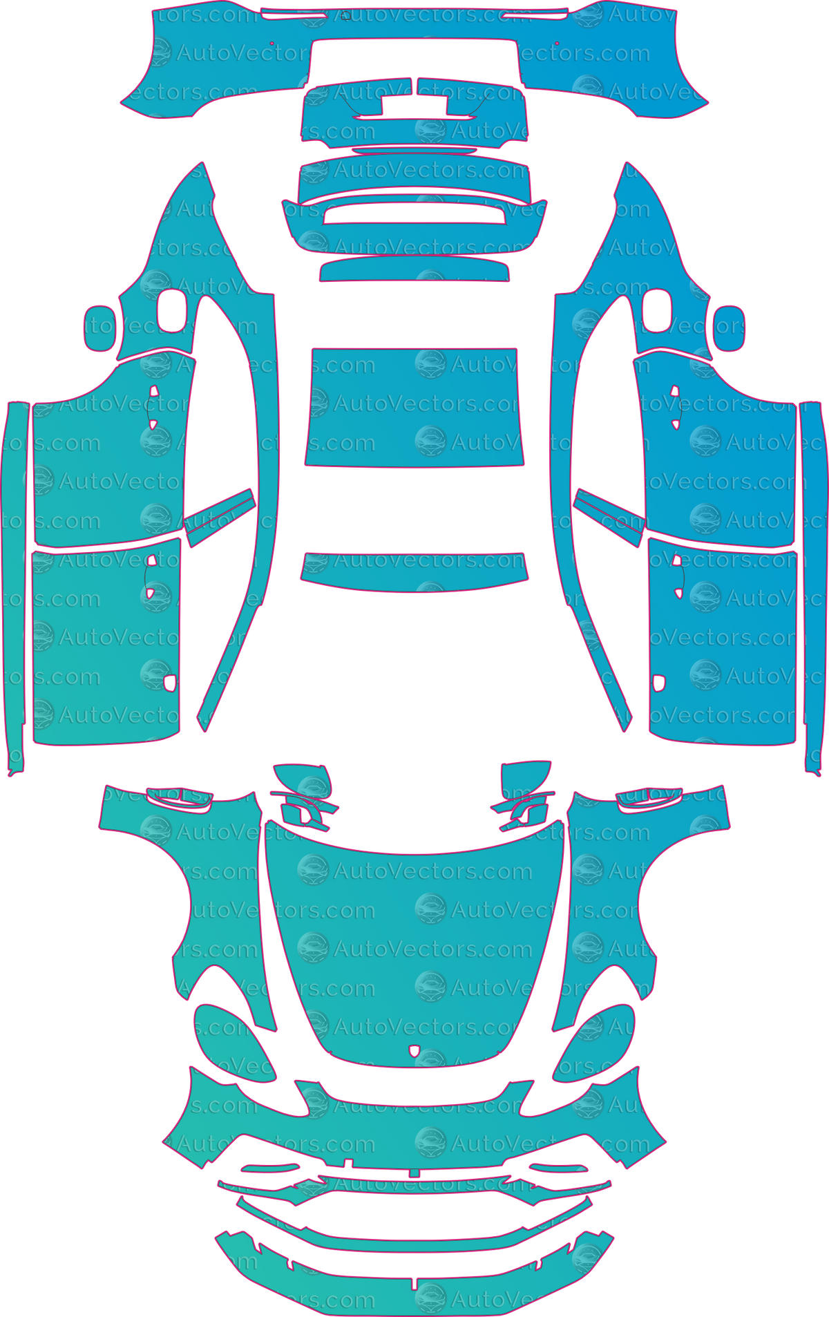 Porsche Panamera Sport Turismo Turbo S (From 2021) Sedan pre-cut PPF pattern layout