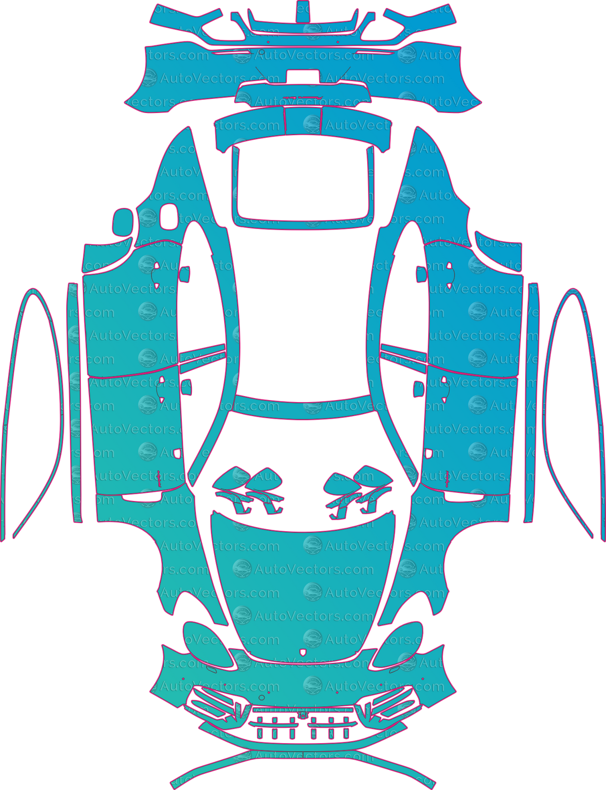 Porsche Panamera SportDesign-GTS Executive (From 2017) Sedan pre-cut PPF pattern layout