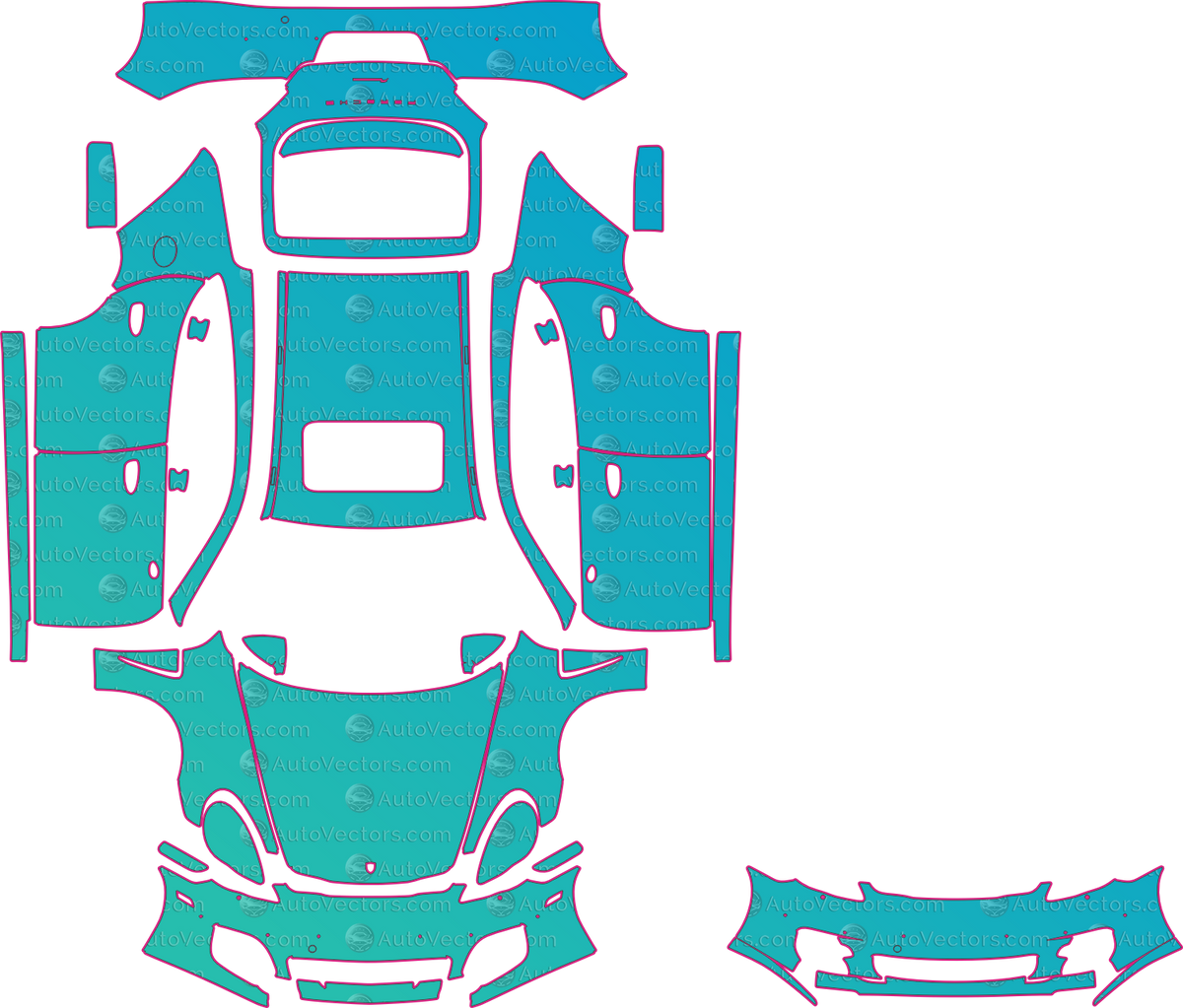 Porsche Panamera Turbo (From 2010) Saloon pre-cut PPF pattern layout