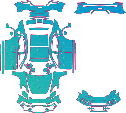 Porsche Panamera Turbo E-Hybrid (From 2024) Sedan pre-cut PPF pattern layout