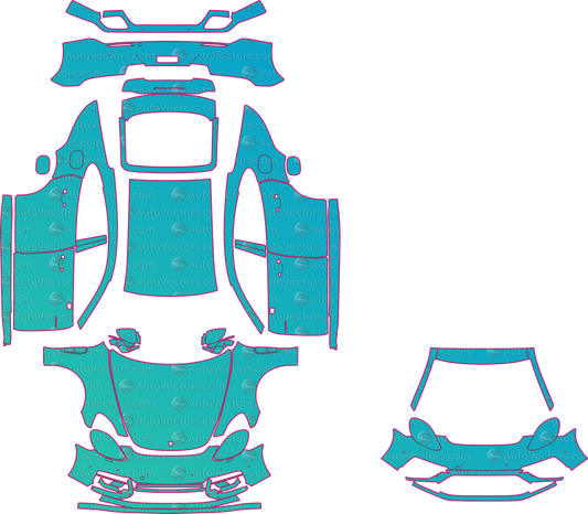 Porsche Panamera Turbo S E-Hybrd (From 2021) Sedan pre-cut PPF pattern layout