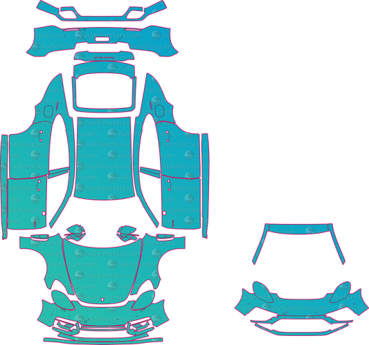 Porsche Panamera Turbo S E-Hybrd Executive (From 2021) Sedan pre-cut PPF pattern layout