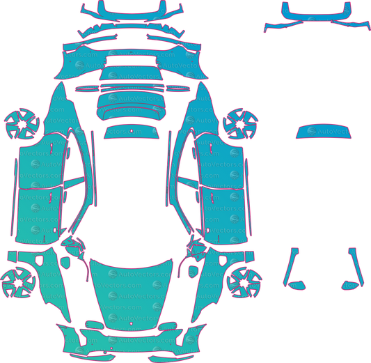 Porsche Taycan 4S (From 2020) sedan – pre-cut PPF pattern templates, instant digital download vector cut files (CDR, AI, PDF, SVG)