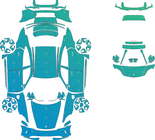 Porsche Taycan 4S J1 (From 2024) Sedan pre-cut PPF vector template download