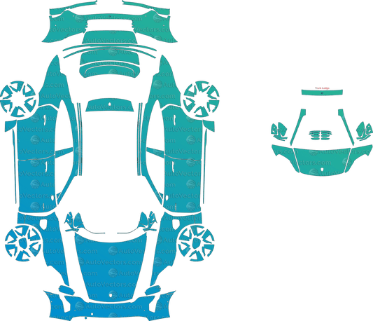 Porsche Taycan 4S SportDesign Pkg (2020–2023) Sedan pre-cut PPF vector template download