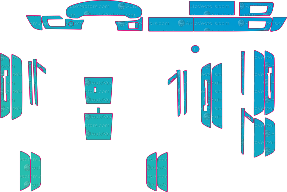 Porsche Taycan Base (From 2024) Interior – interior pre-cut PPF pattern templates, instant digital download vector cut files (CDR, AI, PDF, SVG)
