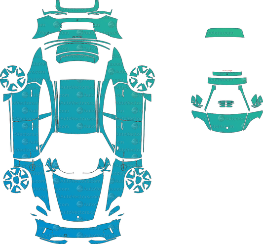 Porsche Taycan GTS J1 (From 2025) Sedan pre-cut PPF vector template download