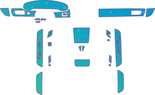 Porsche Taycan J1 Turbo (From 2019) Interior – interior pre-cut PPF pattern templates, instant digital download vector cut files (CDR, AI, PDF, SVG)