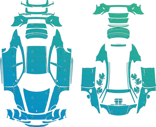 Porsche Taycan Turbo, Turbo GT (From 2025) Sedan Facelift Sedan pre-cut PPF vector template download