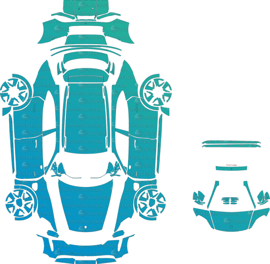 Porsche Taycan Turbo / Turbo S Cross Turismo (2021–2023) Wagon pre-cut PPF vector template download