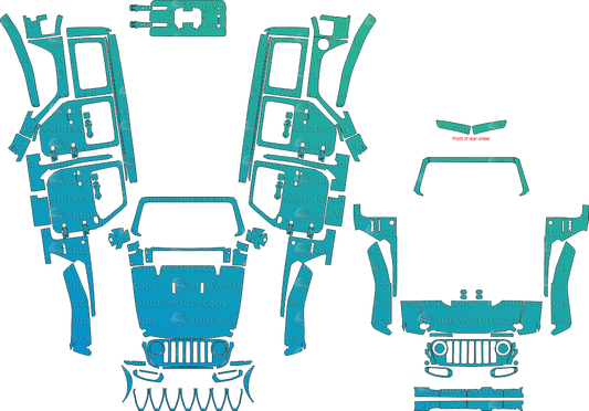 Jeep Wrangler JL Sahara 4-Door pre-cut PPF pattern templates for paint protection film