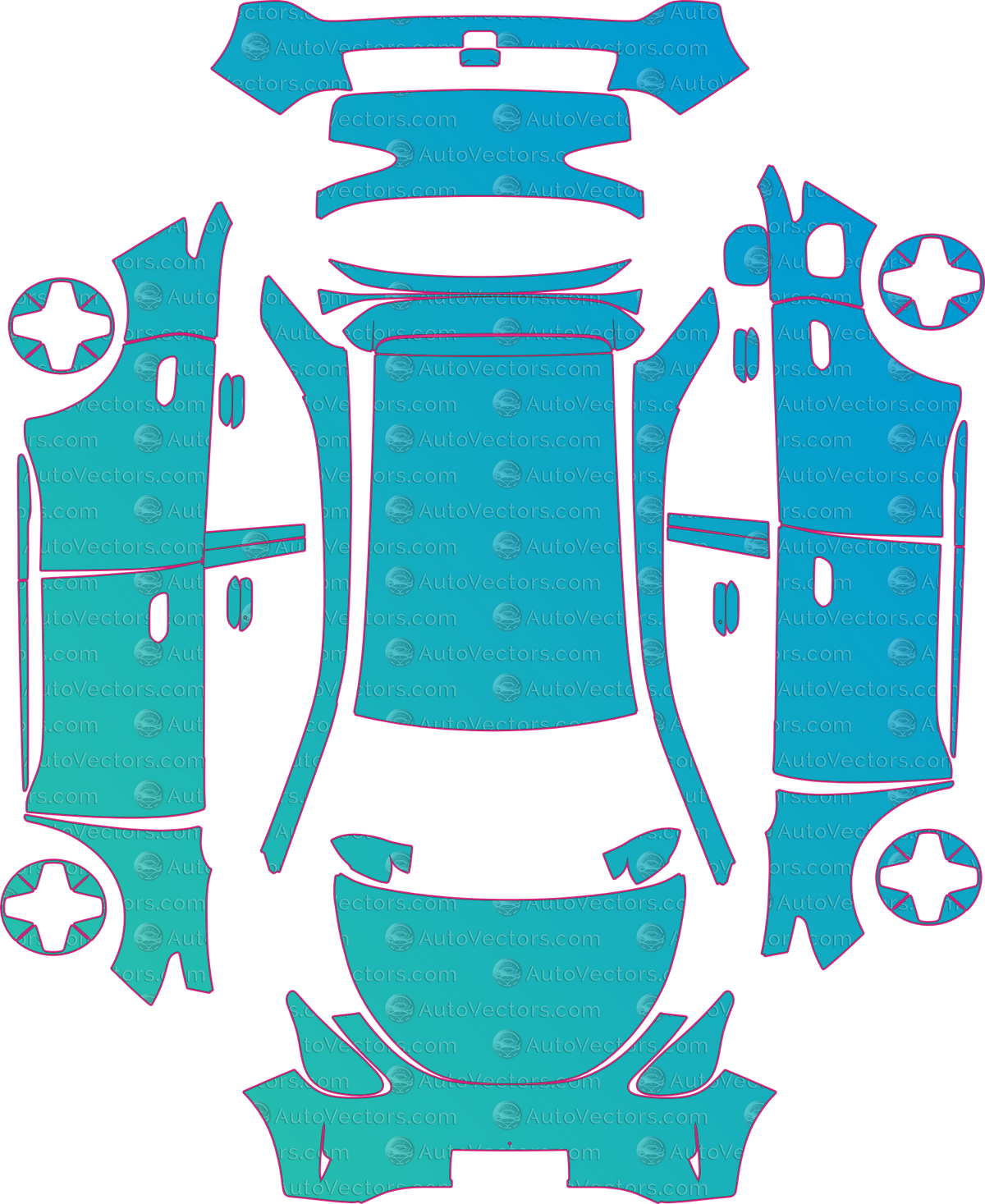 Proton E.MAS 5 Base (From 2025) pre-cut PPF pattern layout