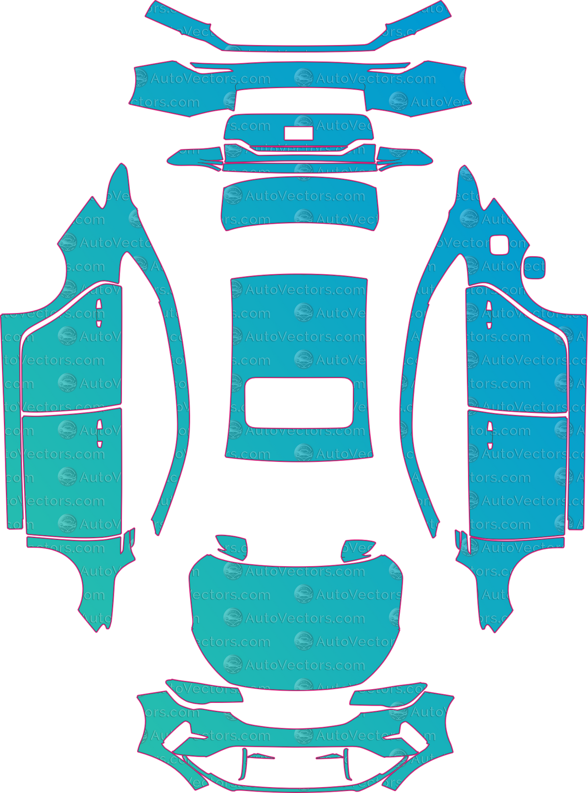 Proton S70 Base (From 2023) Sedan pre-cut PPF pattern layout