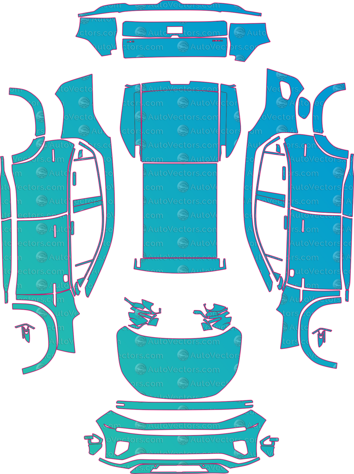 Qiyuan Origin E07 Base (From 2024) pre-cut PPF pattern layout