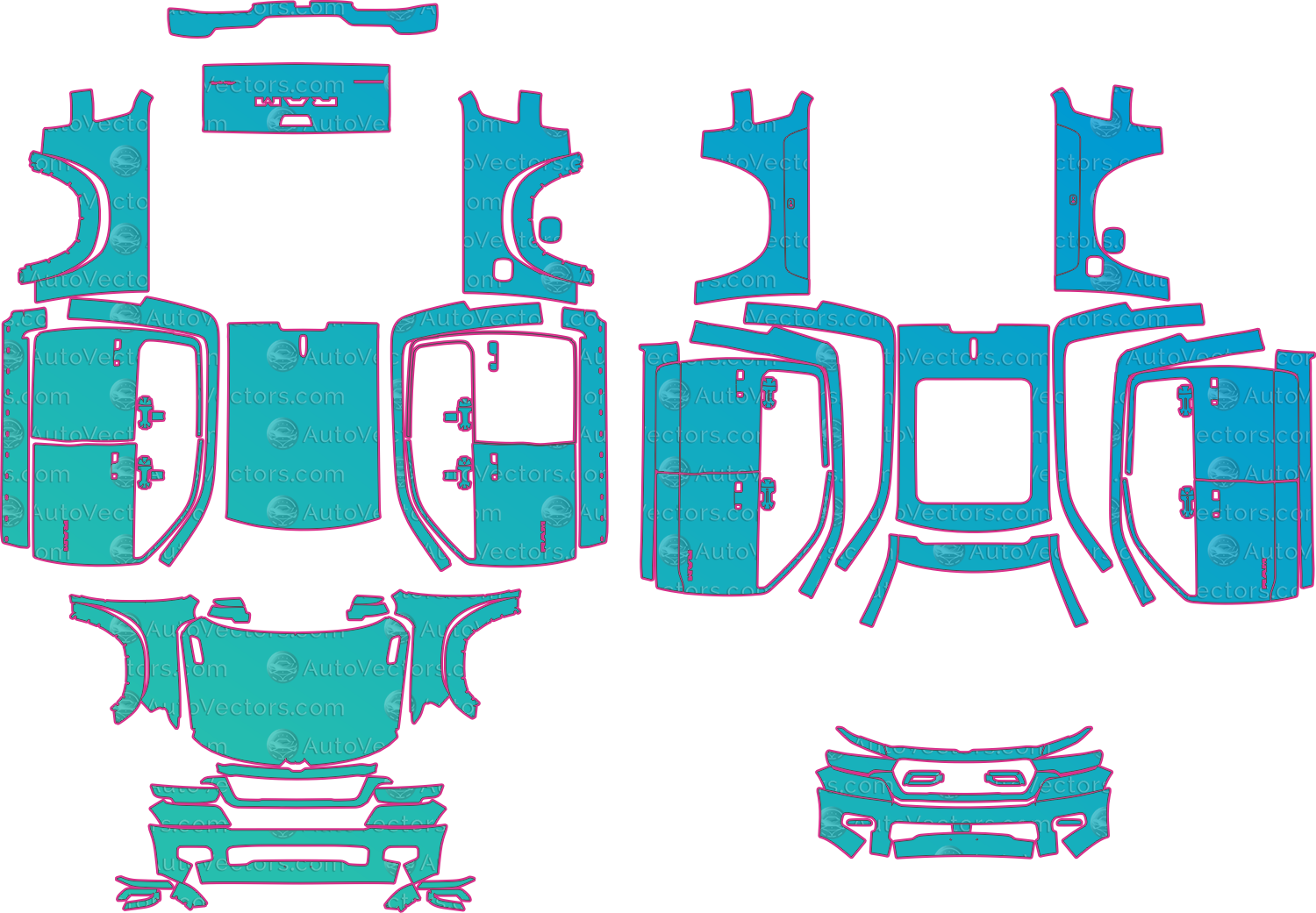 RAM 1500 DT Big Horn (From 2025) Pickup – pre-cut PPF pattern templates, instant digital download vector cut files (CDR, AI, PDF, SVG)