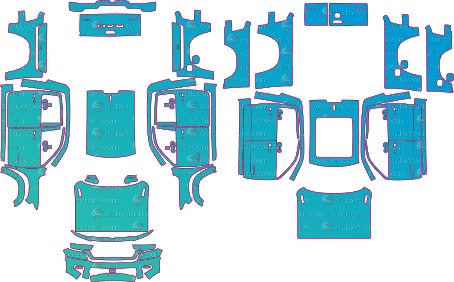 Ram 1500 DT LaRamie (From 2025) Pickup – pre-cut PPF pattern templates, instant digital download vector cut files (CDR, AI, PDF, SVG)