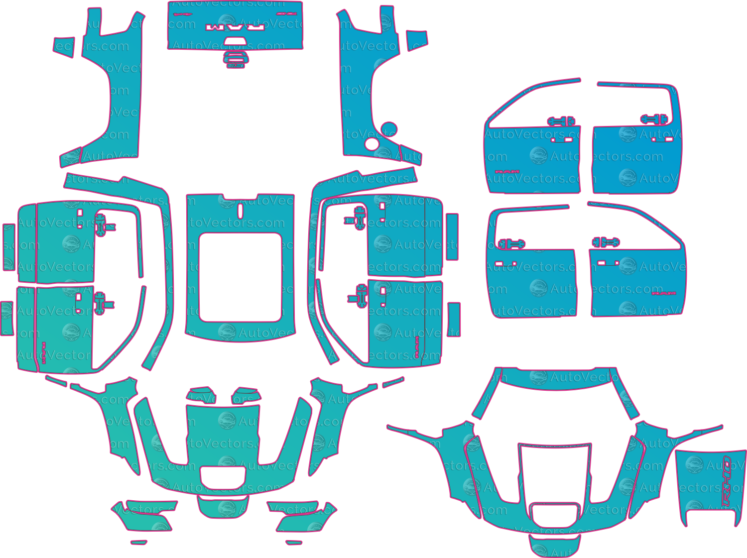 Ram 1500 RHO (From 2025) Pickup – pre-cut PPF pattern templates, instant digital download vector cut files (CDR, AI, PDF, SVG)