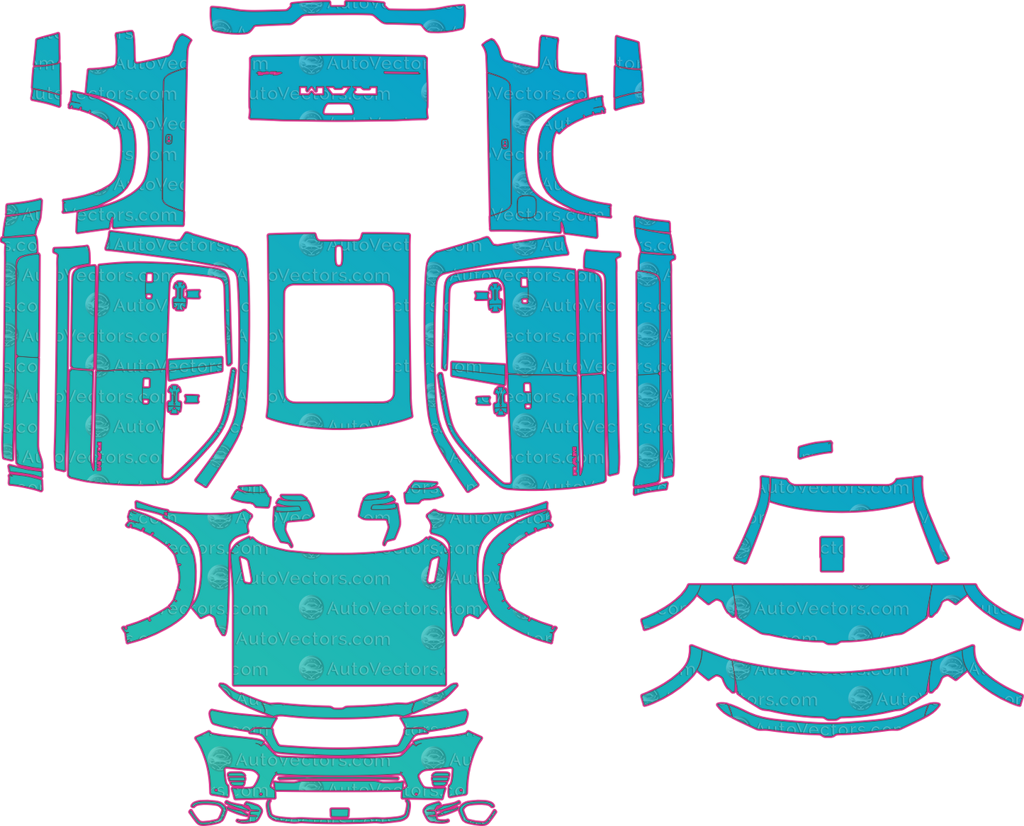 Ram 1500 Tungsten (From 2025) Pickup – pre-cut PPF pattern templates, instant digital download vector cut files (CDR, AI, PDF, SVG)