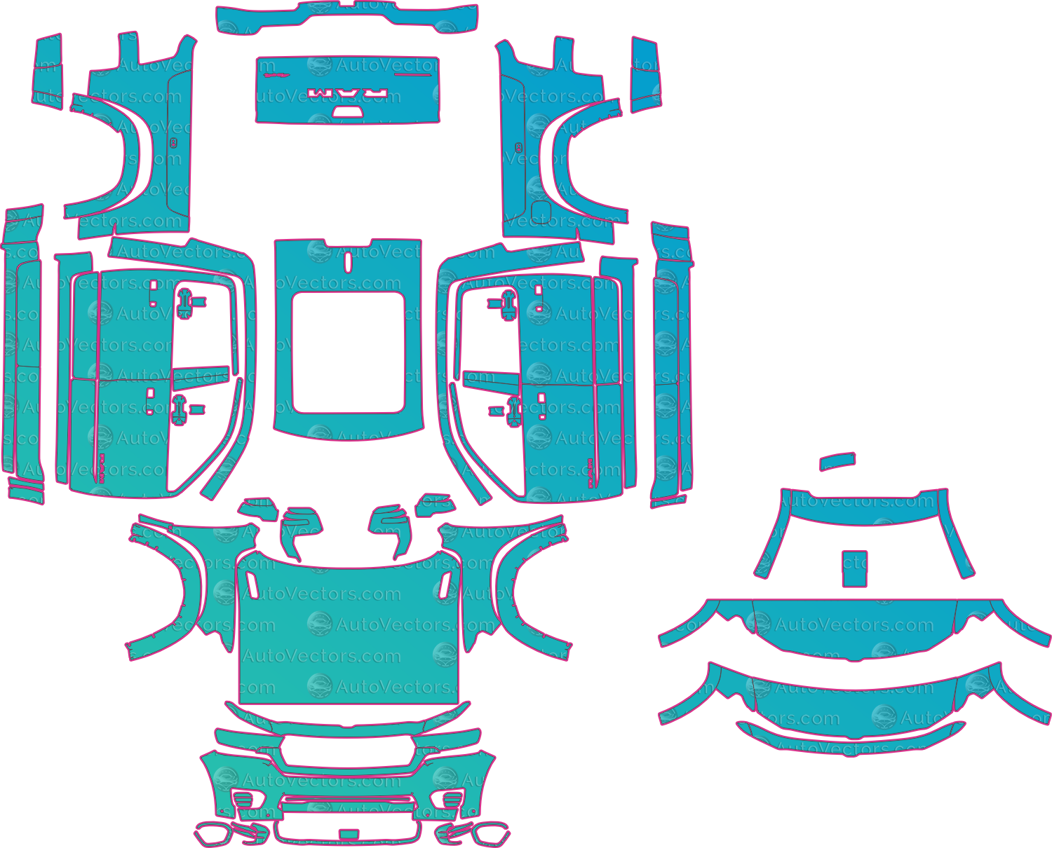 Ram 1500 Tungsten (From 2025) Pickup – pre-cut PPF pattern templates, instant digital download vector cut files (CDR, AI, PDF, SVG)