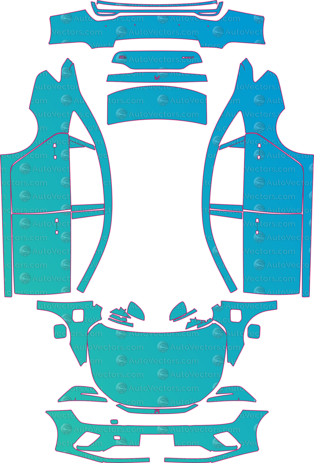 Rising ER6 Base (From 2021) pre-cut PPF pattern layout