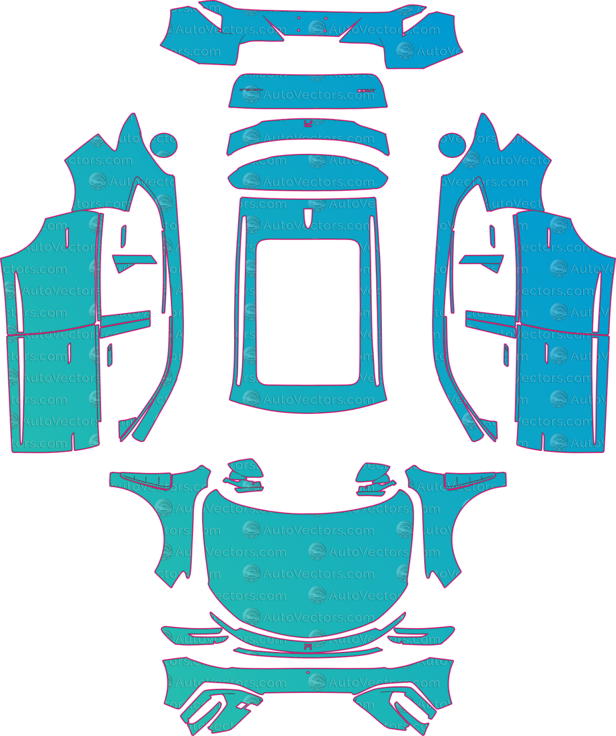 Rising MARVELR Base (From 2021) pre-cut PPF pattern layout